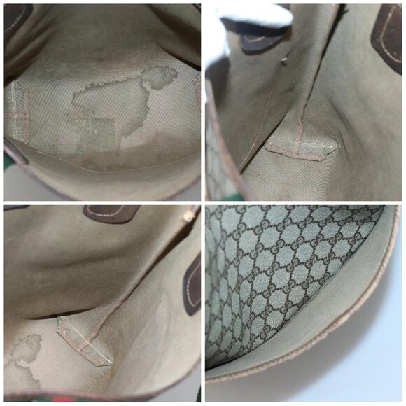 GUCCI GG Supreme Web Sherry Line Tote Bag PVC Beige Gold - Picture 14 of 15